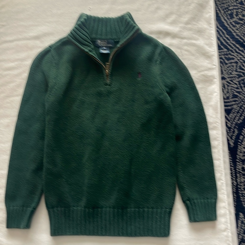 POLO by RALPH LAUREN Boys Size 6 Quarter Zip Sweater Hunter Green